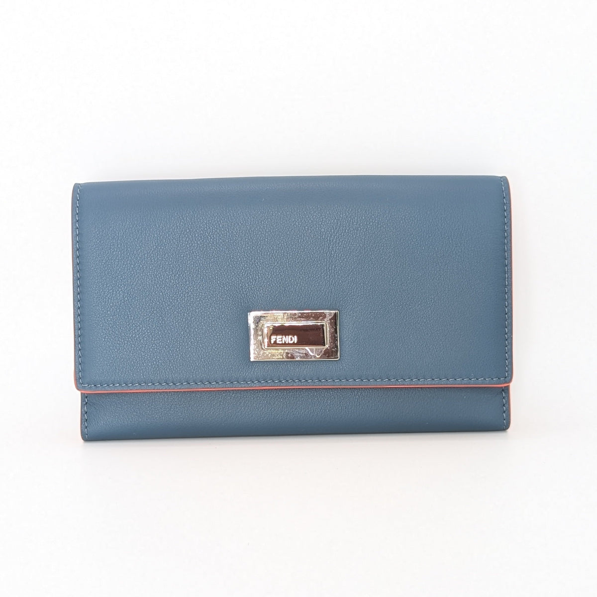 Fendi Selleria Continental Wallet Leder Blau neuwertig