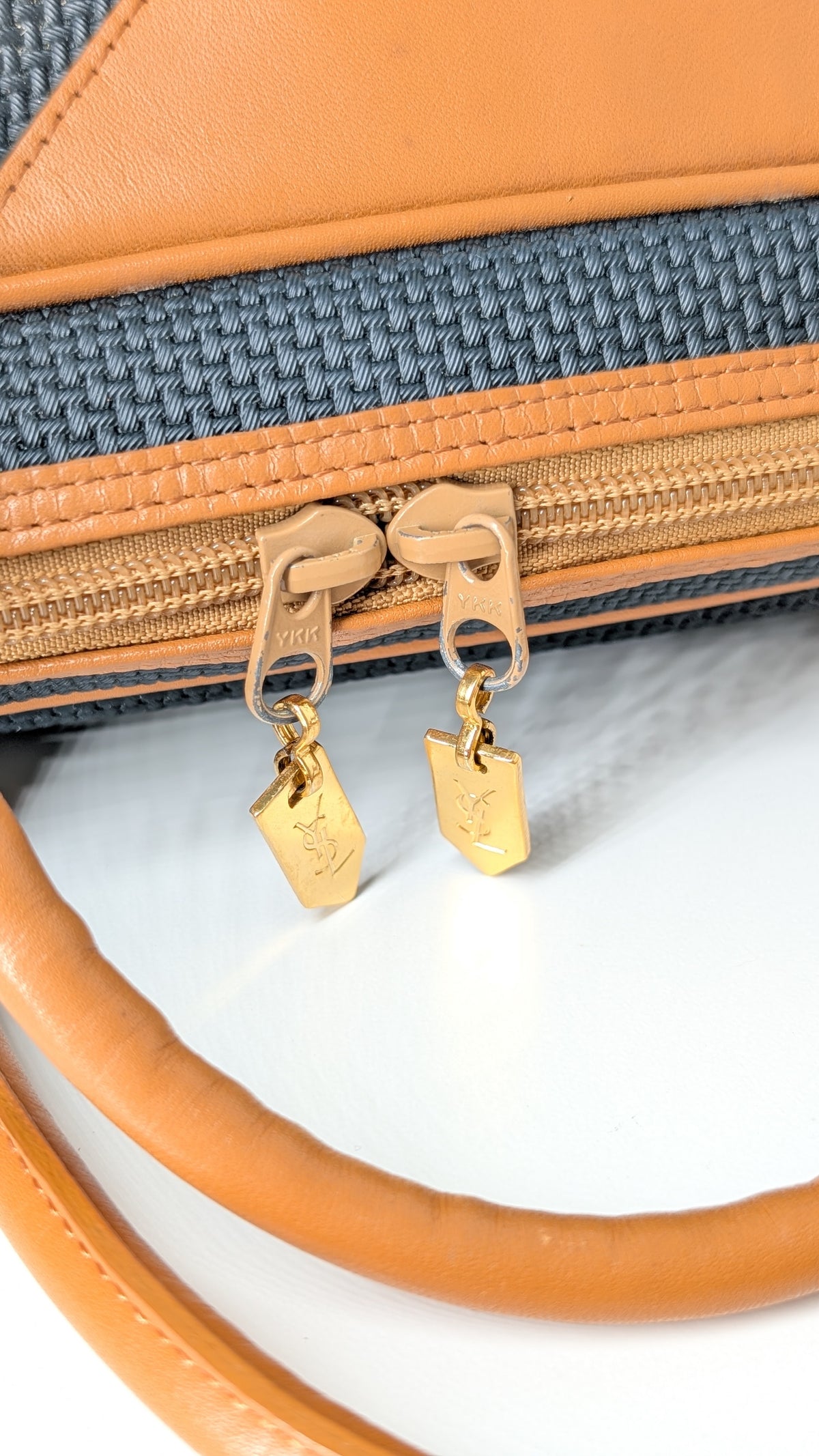Yves Saint Laurent Vintage Woven Canvas Boston Bag