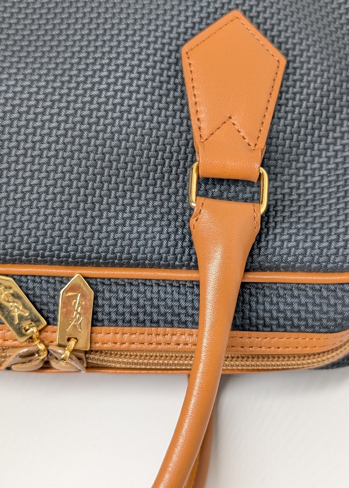 Yves Saint Laurent Vintage Woven Canvas Boston Bag