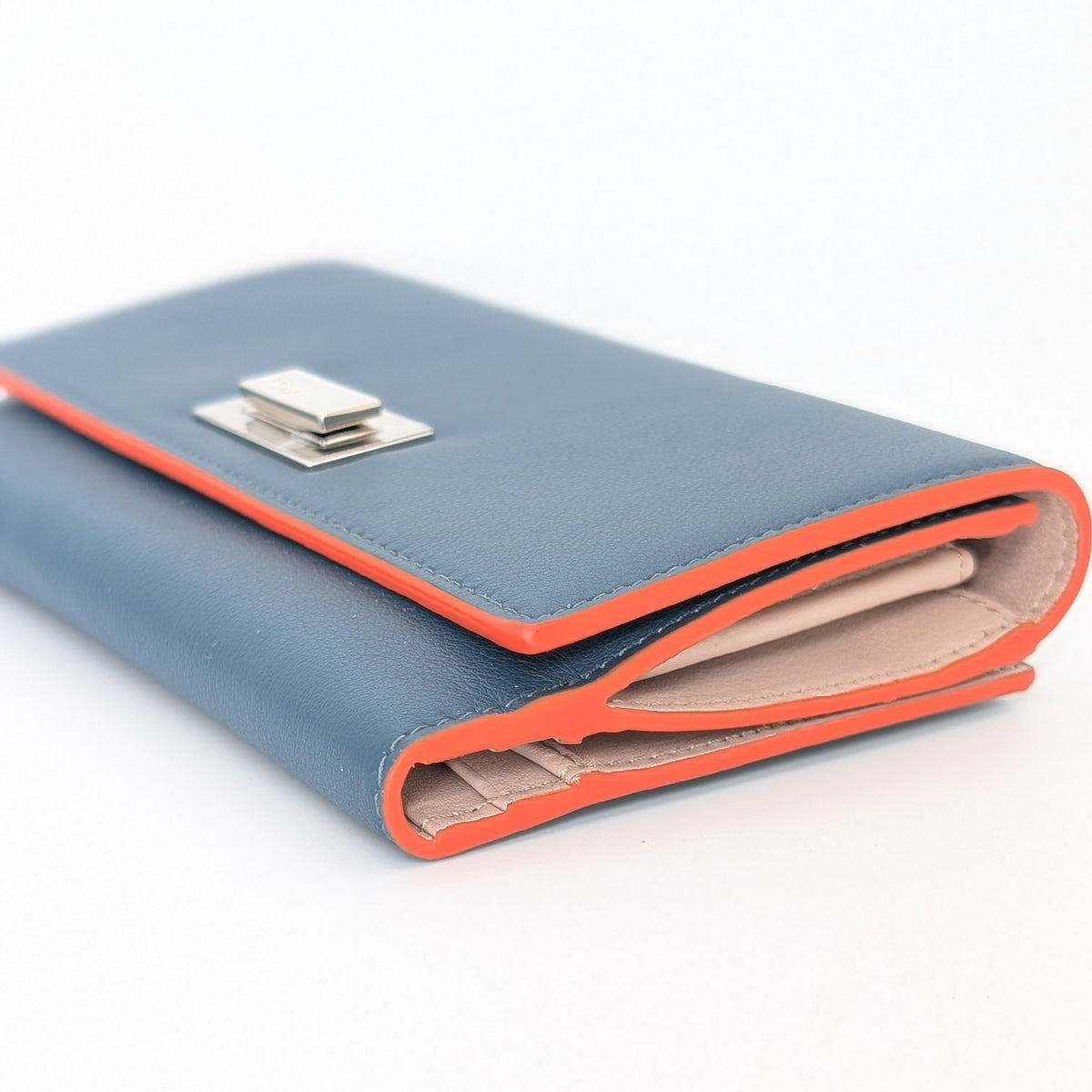 Fendi Selleria Continental Wallet Leder Blau neuwertig