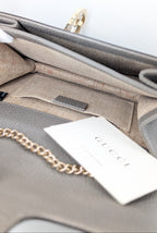 Gucci Interlocking G Small Shoulder Bag Leder Grau