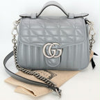 Gucci GG Marmont Monochrome Top Handle Flap Mini Grau