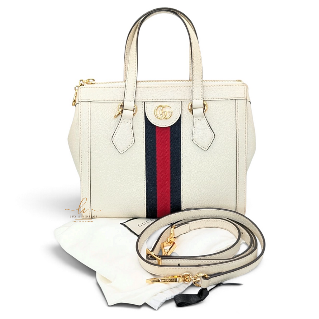 Gucci Ophidia Small Tote Bag Leder Creme