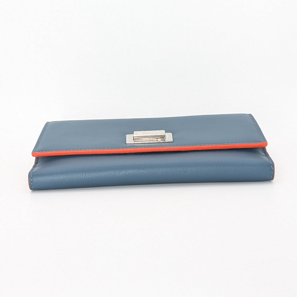 Fendi Selleria Continental Wallet Leder Blau neuwertig