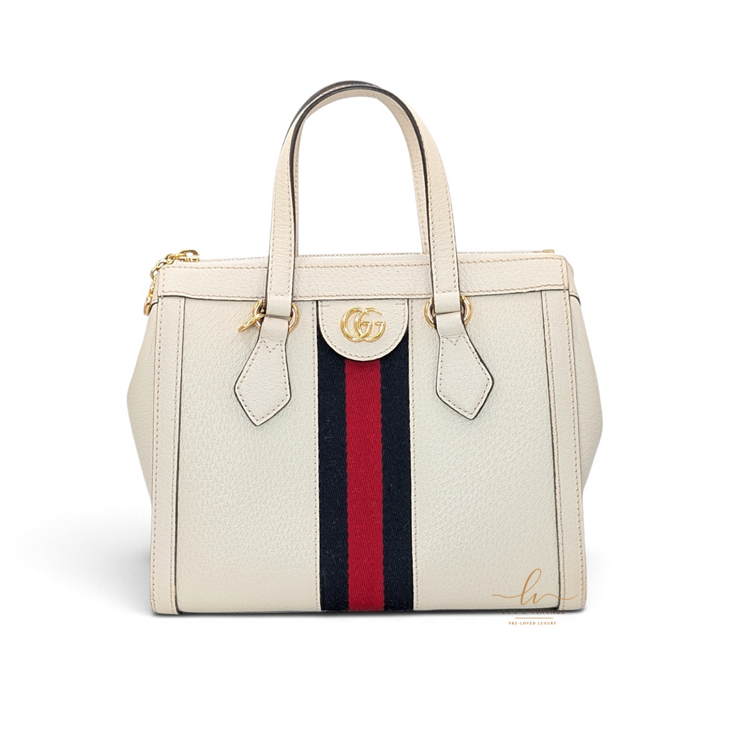 Gucci Ophidia Small Tote Bag Leder Creme