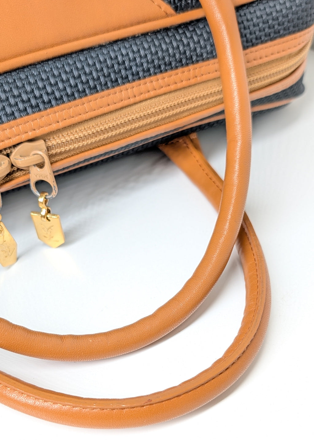 Yves Saint Laurent Vintage Woven Canvas Boston Bag