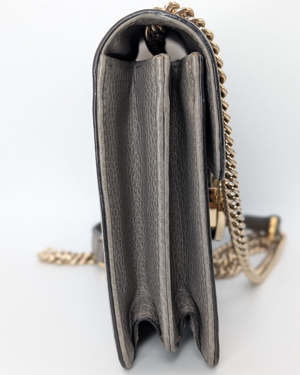 Gucci Interlocking G Small Shoulder Bag Leder Grau