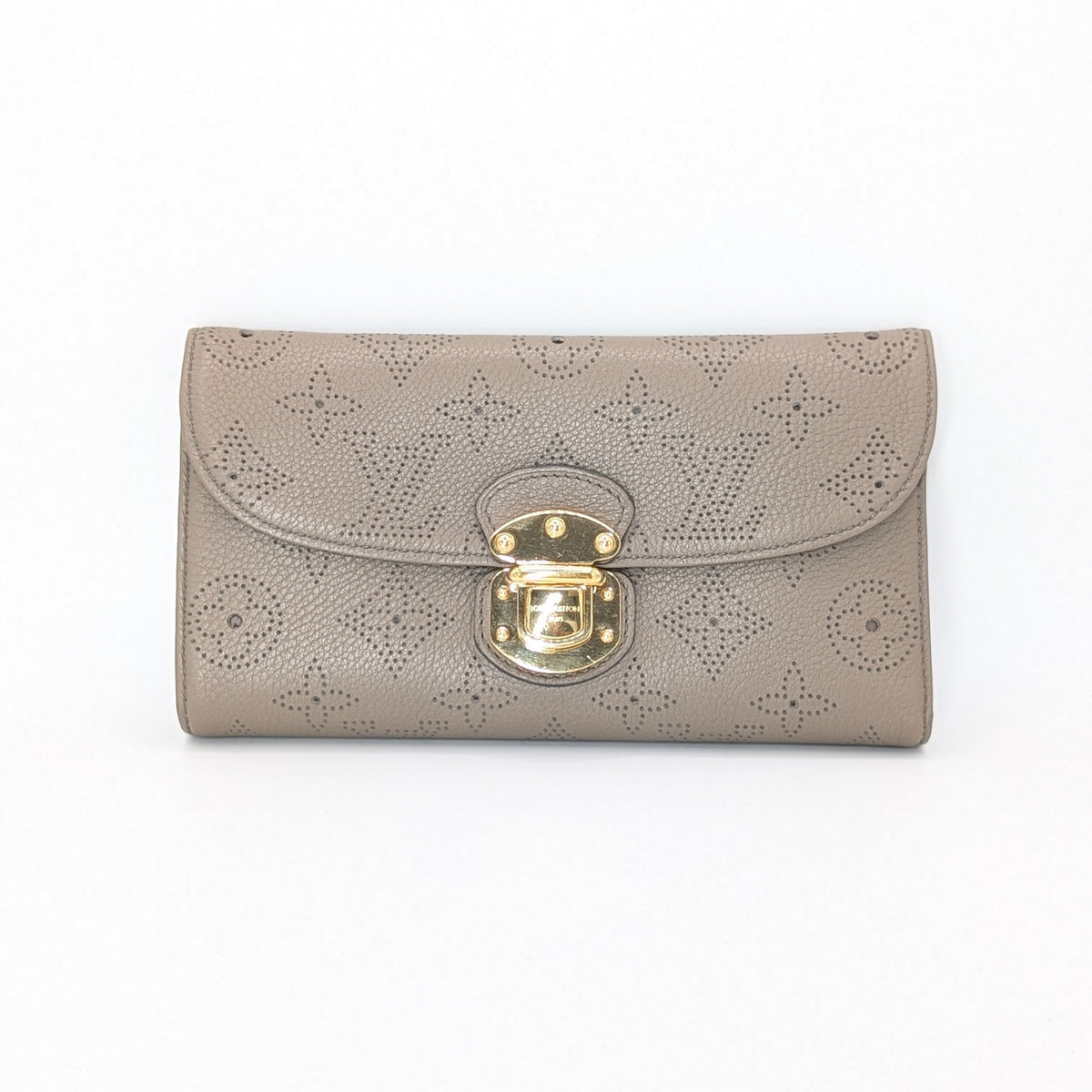 Louis Vuitton Amelia Wallet Mahina Leder Taupe