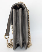 Gucci Interlocking G Small Shoulder Bag Leder Grau