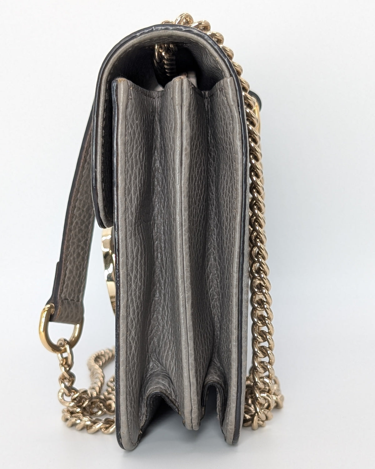 Gucci Interlocking G Small Shoulder Bag Leder Grau