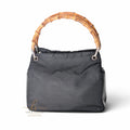 Gucci Bamboo Top Handle Vintage Handtasche aus schwarzem Nylon