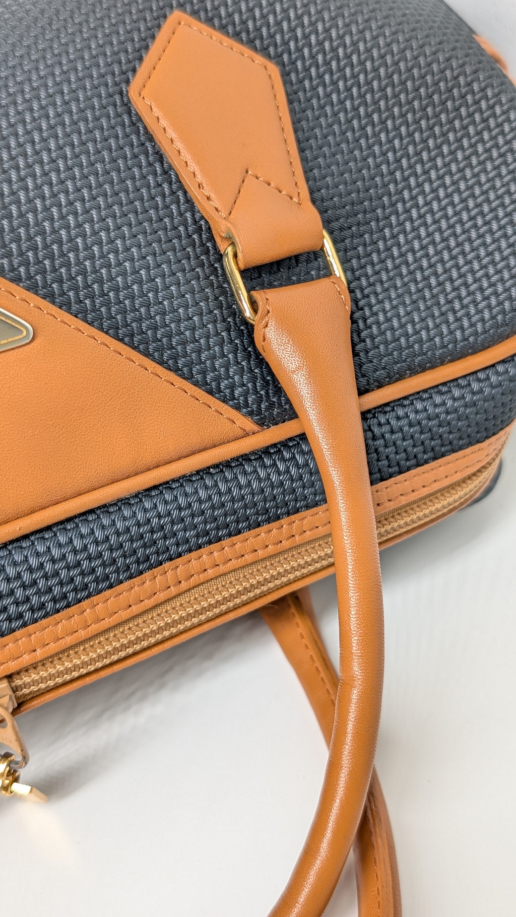 Yves Saint Laurent Vintage Woven Canvas Boston Bag
