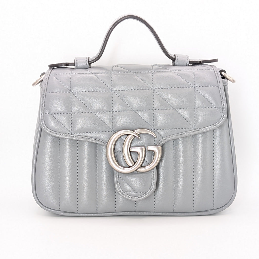 Gucci GG Marmont Monochrome Top Handle Flap Mini Grau