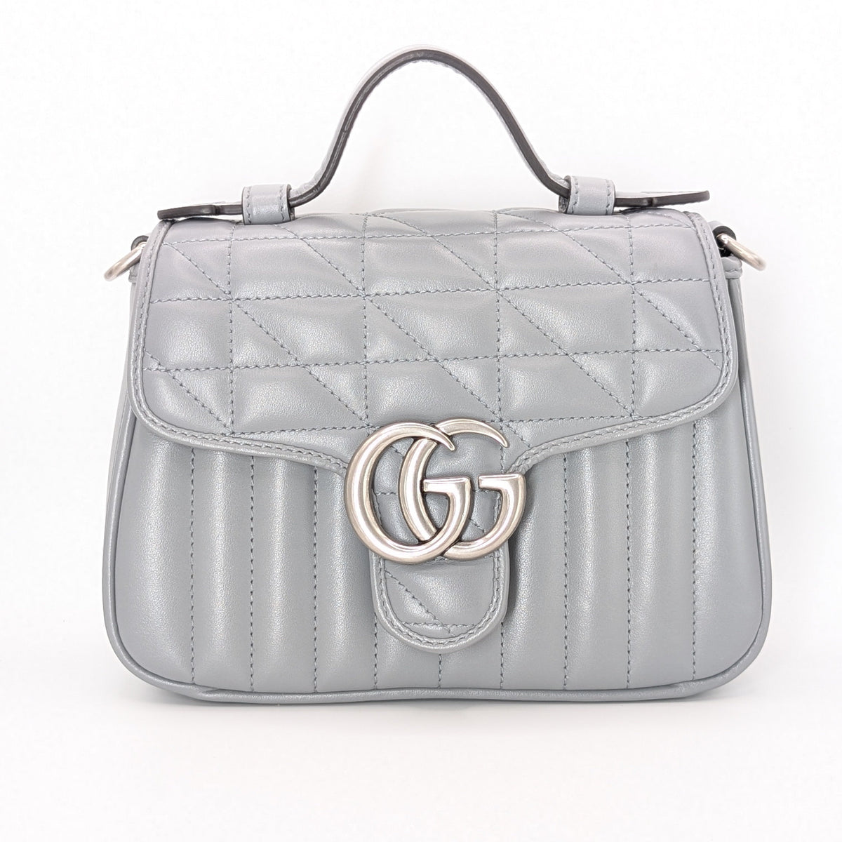 Gucci GG Marmont Monochrome Top Handle Flap Mini Grau