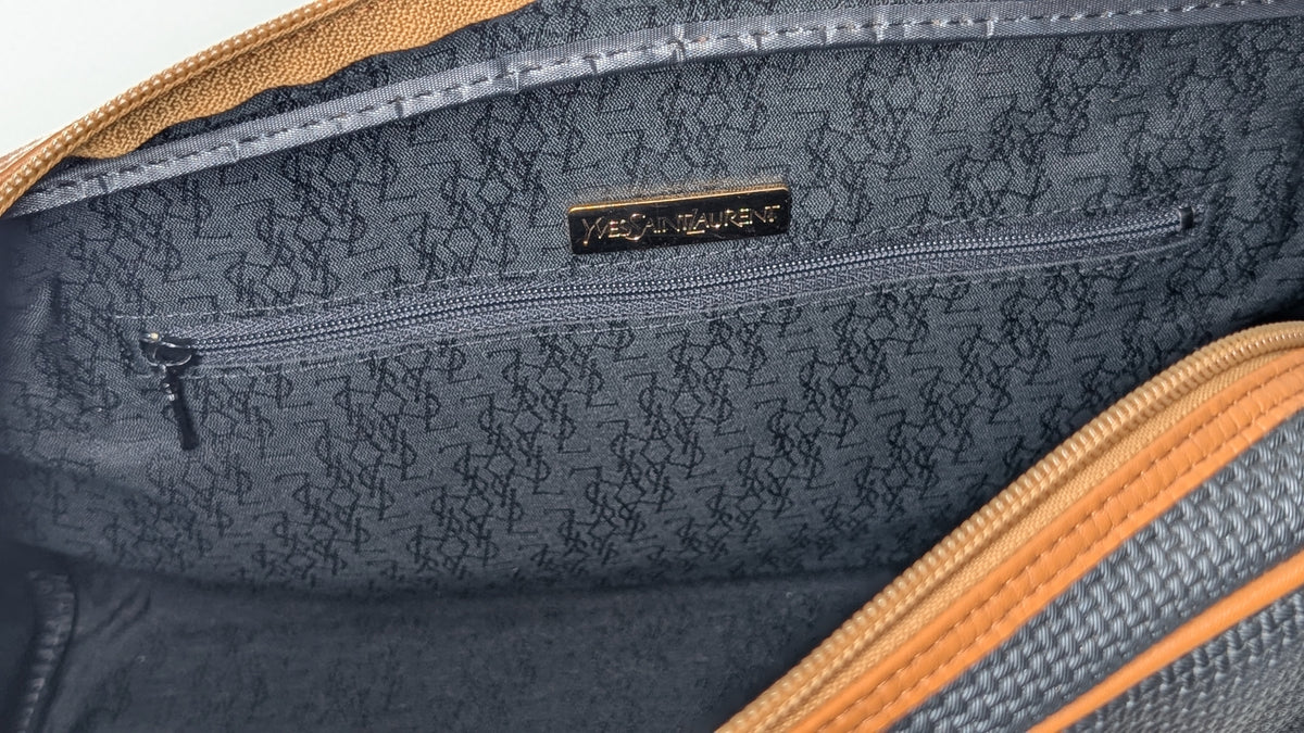 Yves Saint Laurent Vintage Woven Canvas Boston Bag
