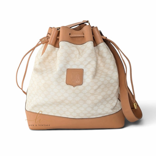 Celine Macadam Drawstring Bucket Bag Vintage in Creme