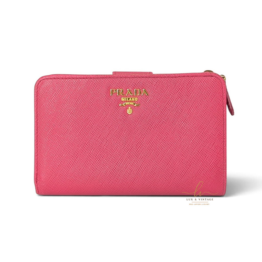Prada Saffiano Leder Wallet Pink