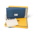 Fendi Selleria Continental Wallet Leder Blau neuwertig