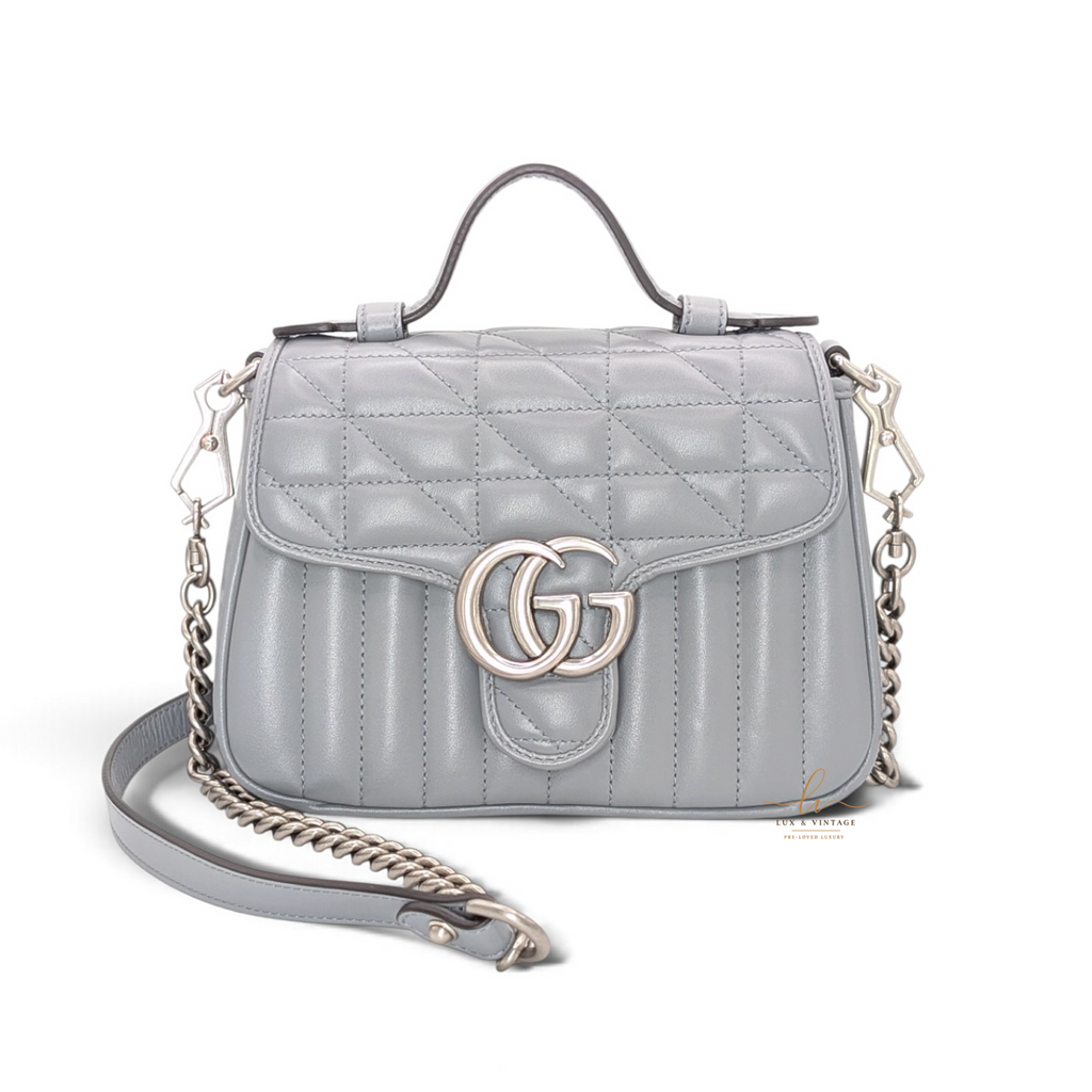 Gucci GG Marmont Monochrome Top Handle Flap Mini Grau