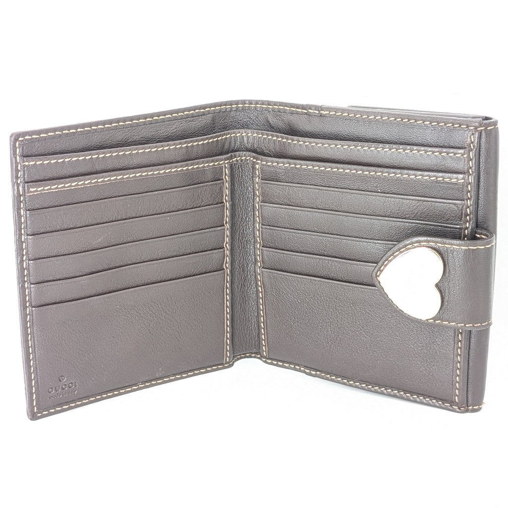 Gucci GG Canvas Compact Wallet mit Herz-Plakette