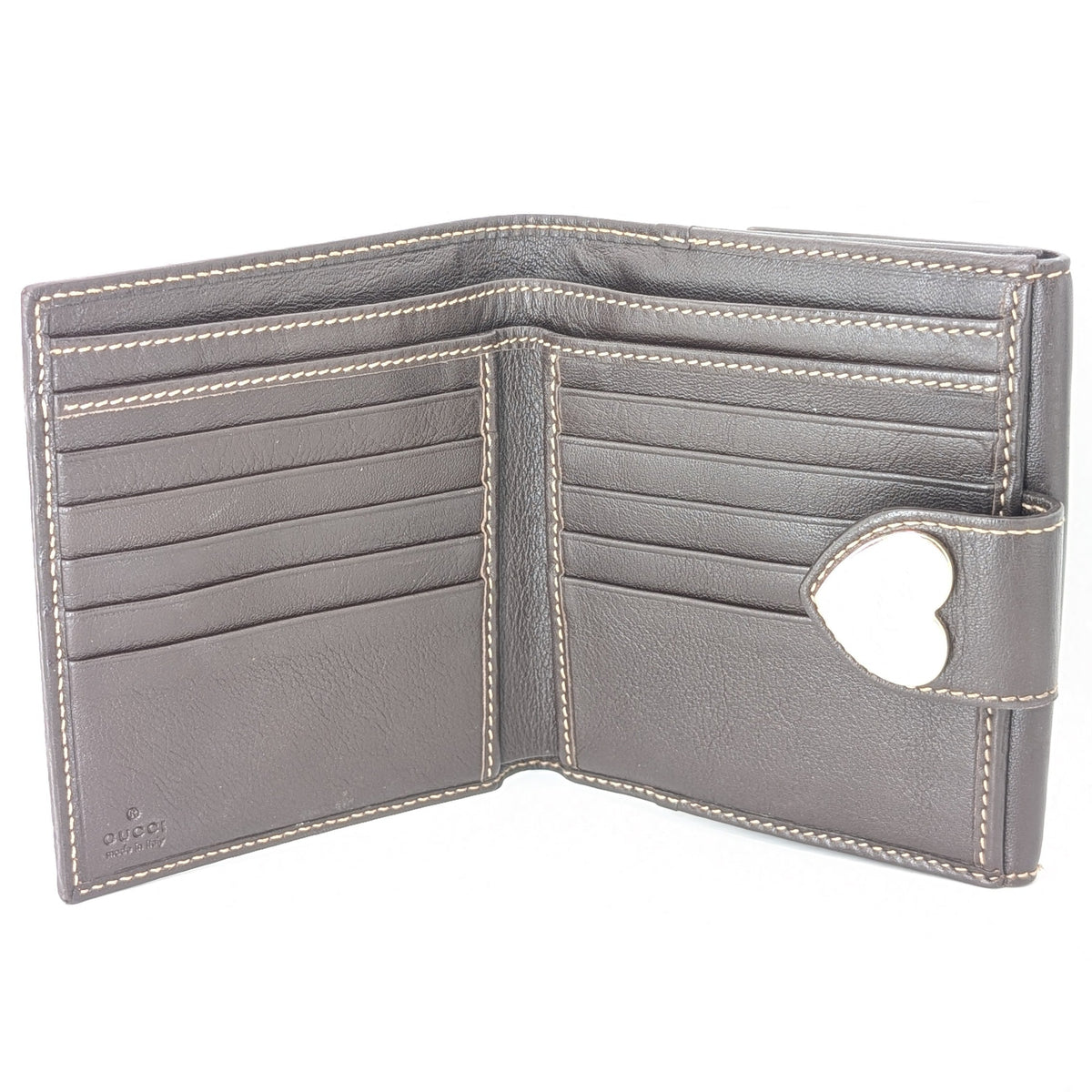 Gucci GG Canvas Compact Wallet mit Herz-Plakette