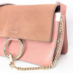 Chloé Faye Small Schultertasche aus rosa Leder und Wildleder
