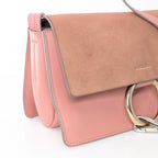 Chloé Faye Small Schultertasche aus rosa Leder und Wildleder
