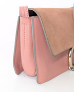 Chloé Faye Small Schultertasche aus rosa Leder und Wildleder