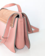 Chloé Faye Small Schultertasche aus rosa Leder und Wildleder