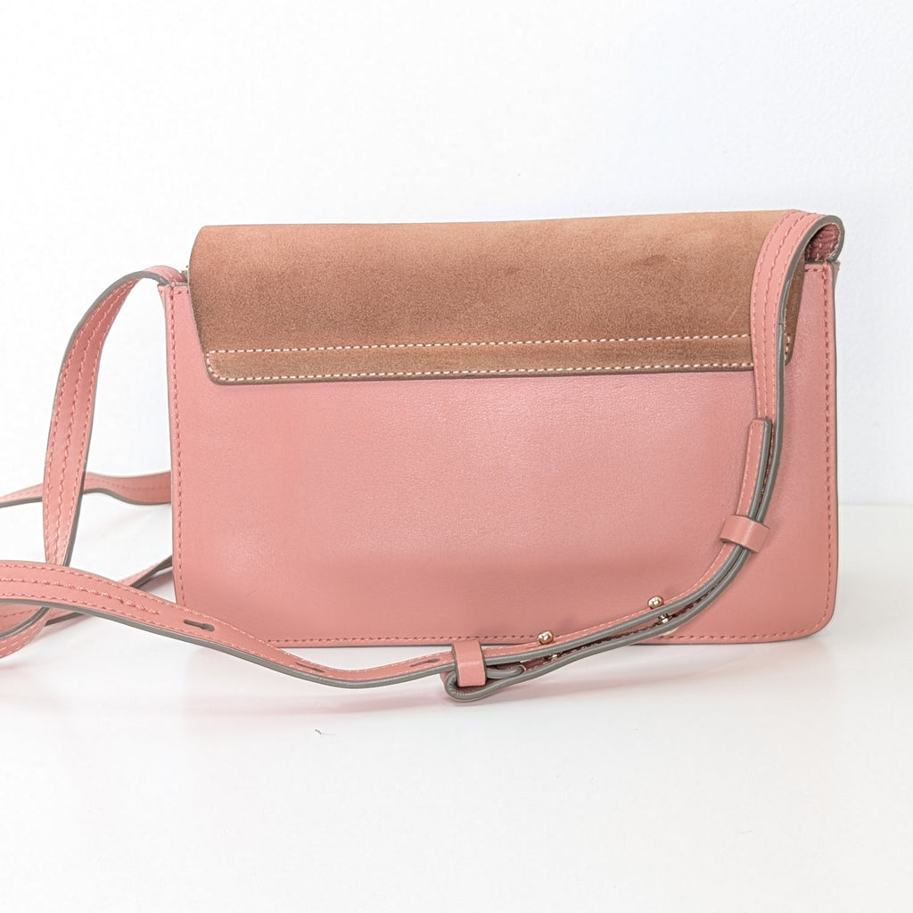 Chloé Faye Small Schultertasche aus rosa Leder und Wildleder
