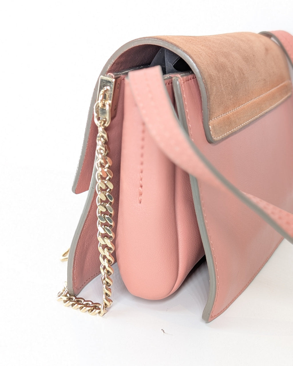 Chloé Faye Small Schultertasche aus rosa Leder und Wildleder