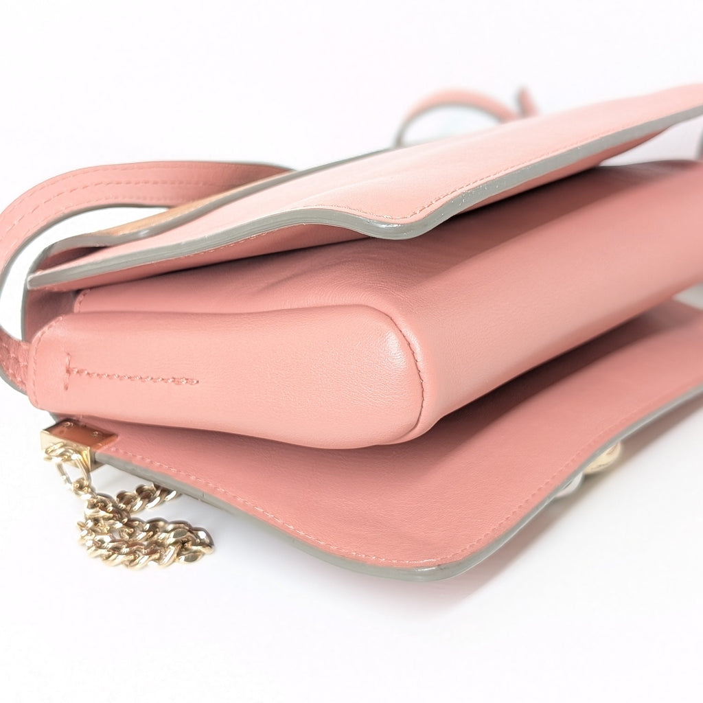 Chloé Faye Small Schultertasche aus rosa Leder und Wildleder