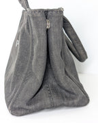 Prada Canapa Small Tote Bag aus anthrazitfarbenem Denim