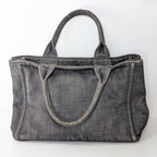 Prada Canapa Small Tote Bag aus anthrazitfarbenem Denim