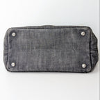 Prada Canapa Small Tote Bag aus anthrazitfarbenem Denim