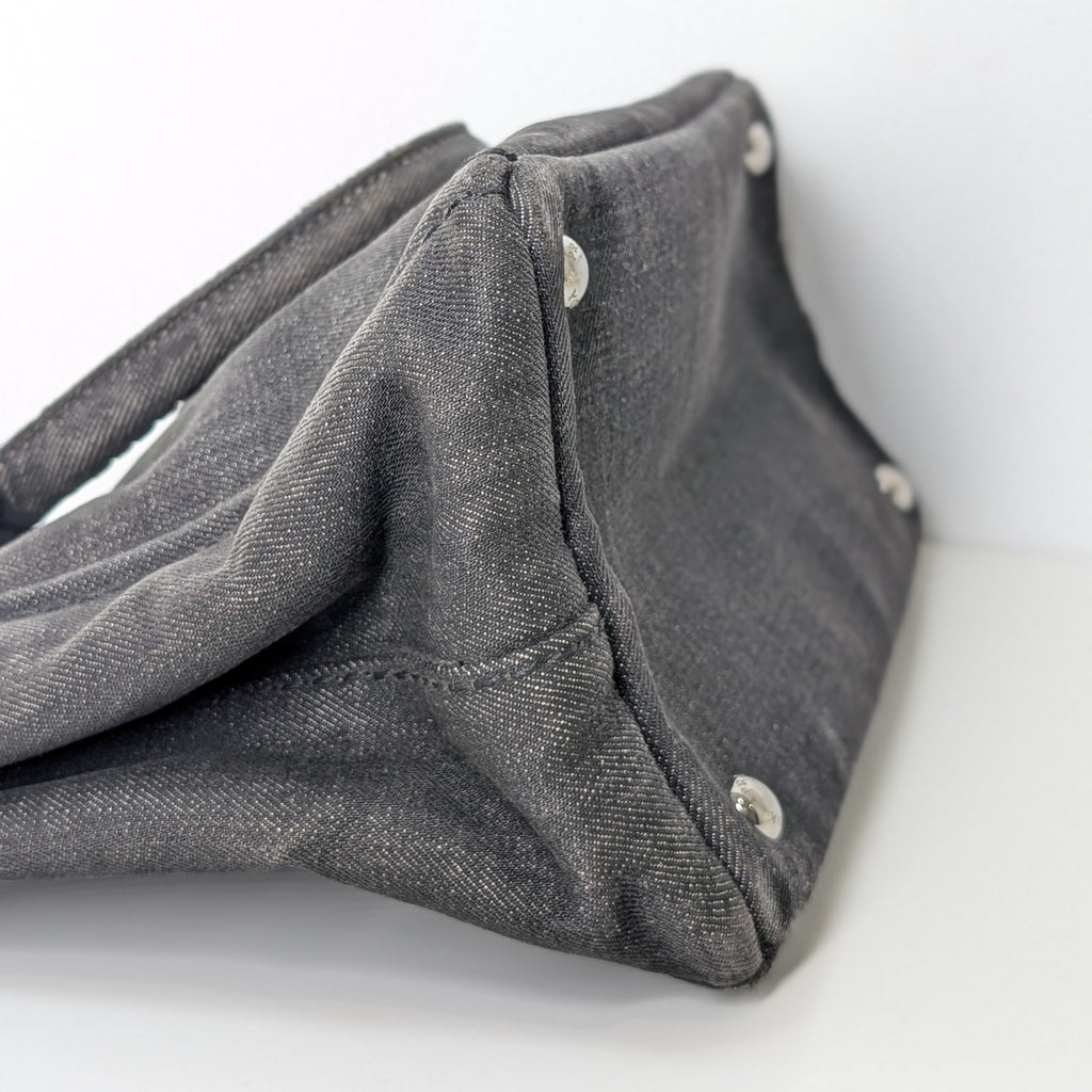 Prada Canapa Small Tote Bag aus anthrazitfarbenem Denim