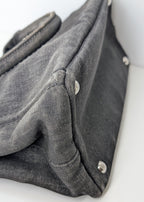 Prada Canapa Small Tote Bag aus anthrazitfarbenem Denim