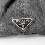 Prada Canapa Small Tote Bag aus anthrazitfarbenem Denim
