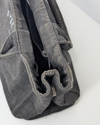 Prada Canapa Small Tote Bag aus anthrazitfarbenem Denim