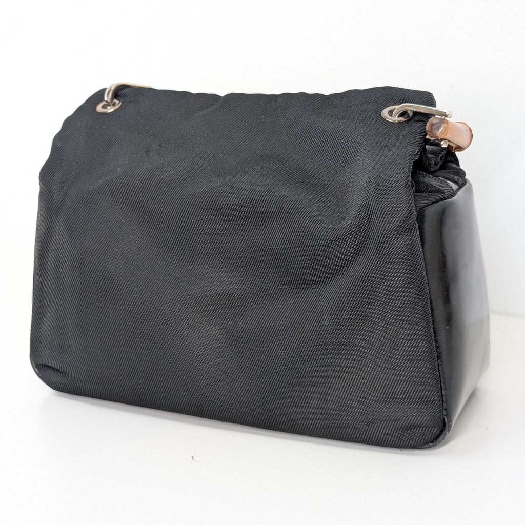 Gucci Bamboo Top Handle Vintage Handtasche aus schwarzem Nylon