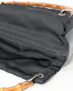 Gucci Bamboo Top Handle Vintage Handtasche aus schwarzem Nylon