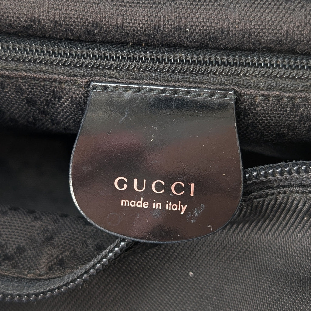 Gucci Bamboo Top Handle Vintage Handtasche aus schwarzem Nylon