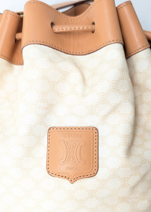Celine Macadam Drawstring Bucket Bag Vintage in Creme