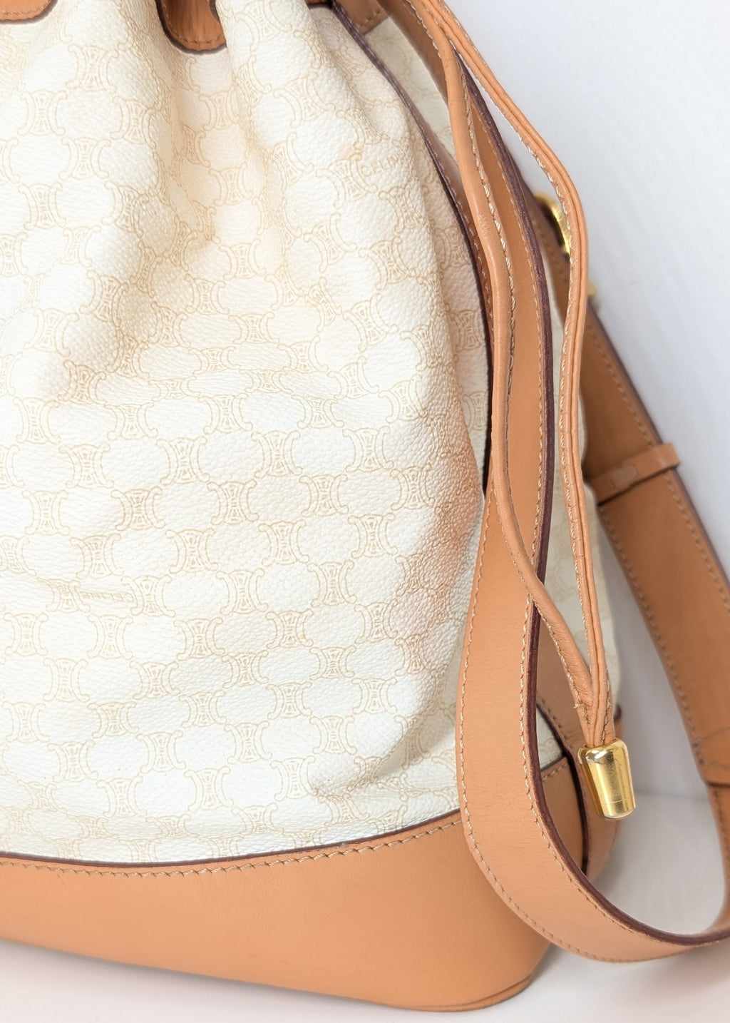 Celine Macadam Drawstring Bucket Bag Vintage in Creme