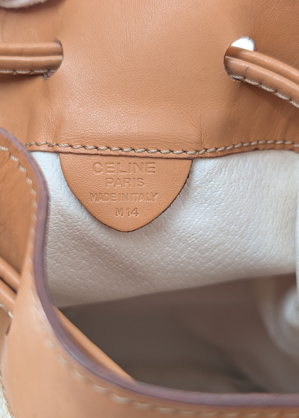 Celine Macadam Drawstring Bucket Bag Vintage in Creme