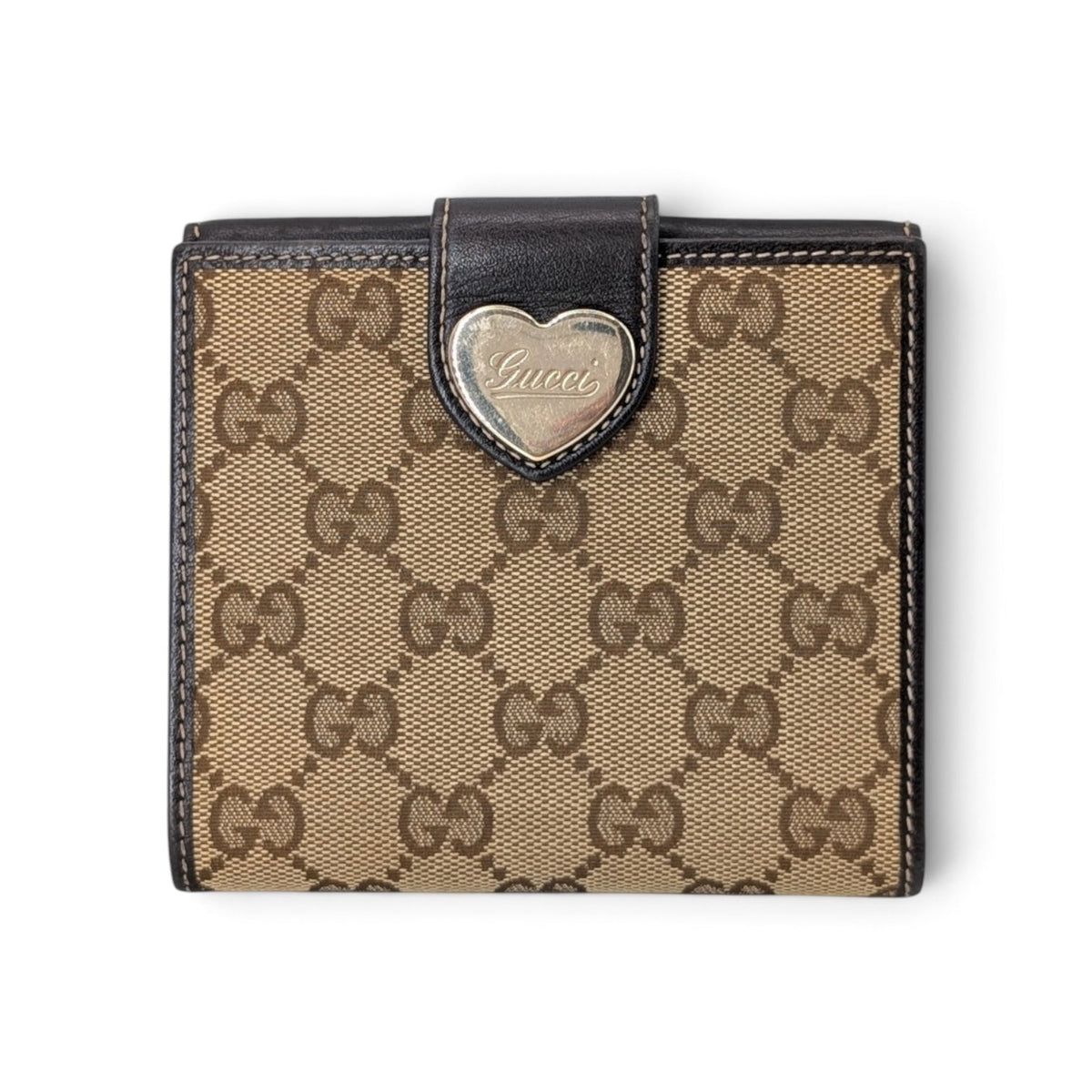 Gucci GG Canvas Compact Wallet mit Herz-Plakette