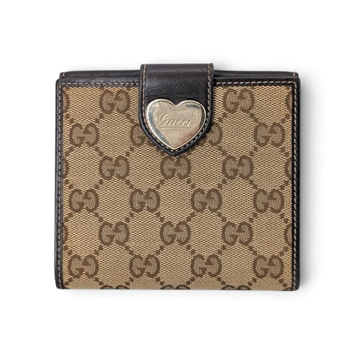 Gucci GG Canvas Compact Wallet mit Herz-Plakette