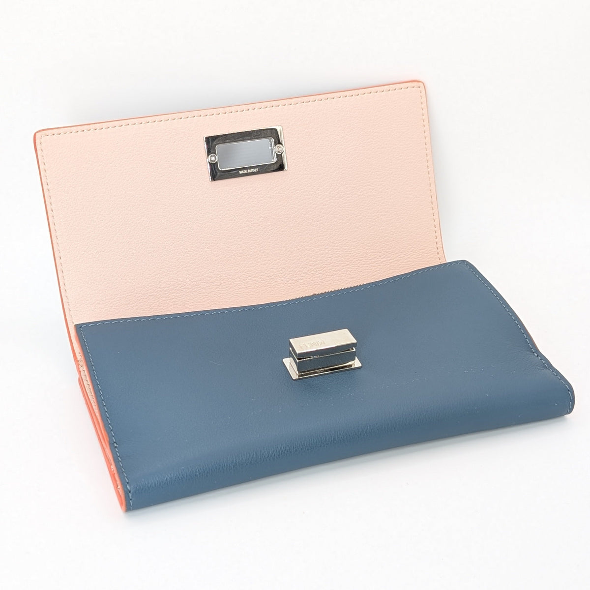 Fendi Selleria Continental Wallet Leder Blau neuwertig