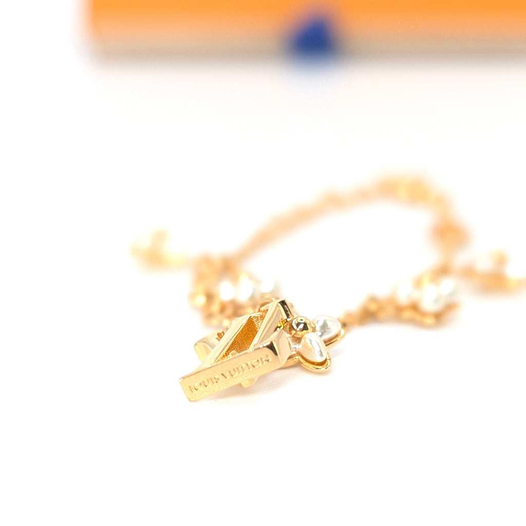 Louis Vuitton LV Floragram Armband M0940A in Gold und Weiß