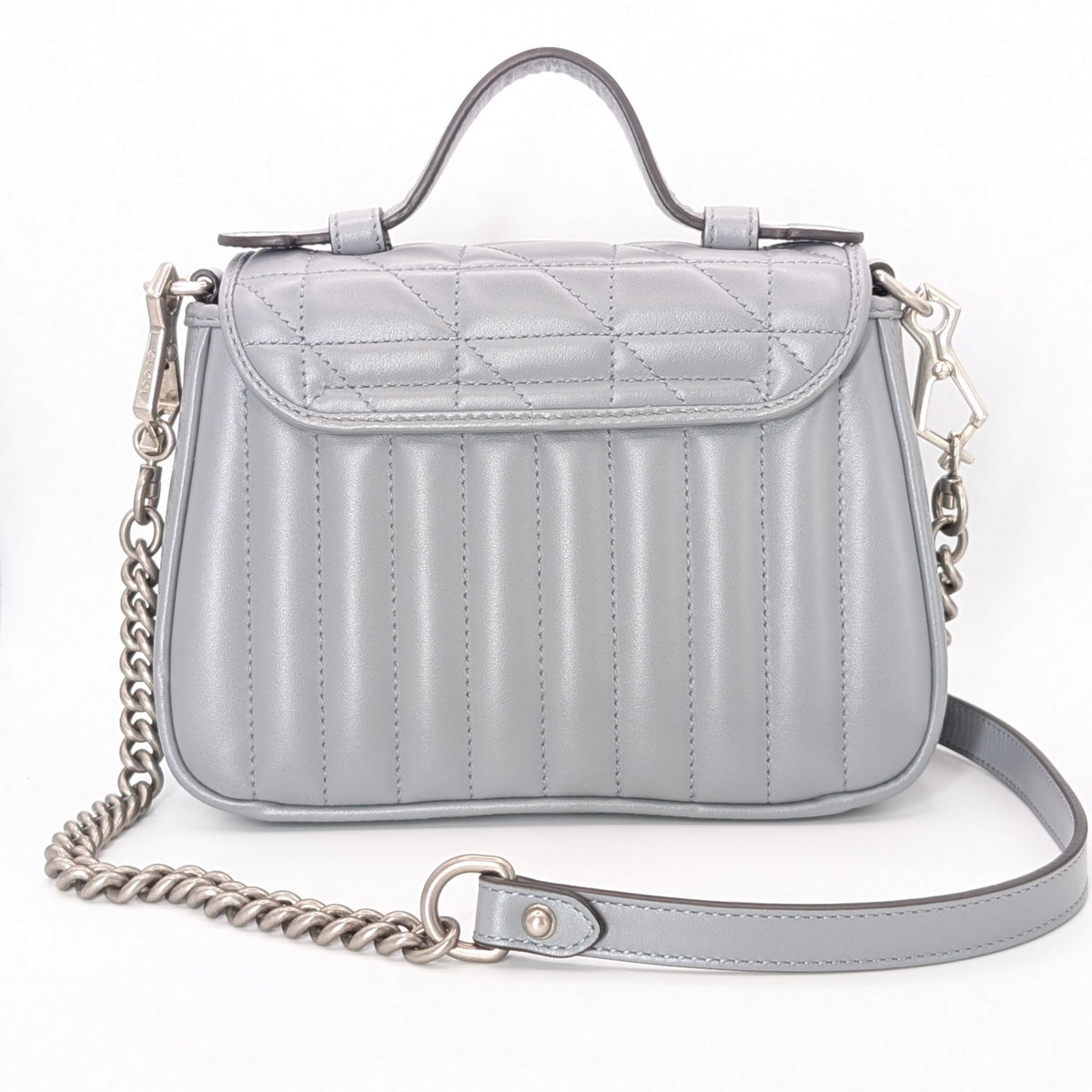 Gucci GG Marmont Monochrome Top Handle Flap Mini Grau